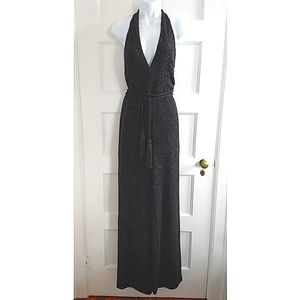 NWT RARE H&M Black Glitter Halter Jumpsuit with Low Back!